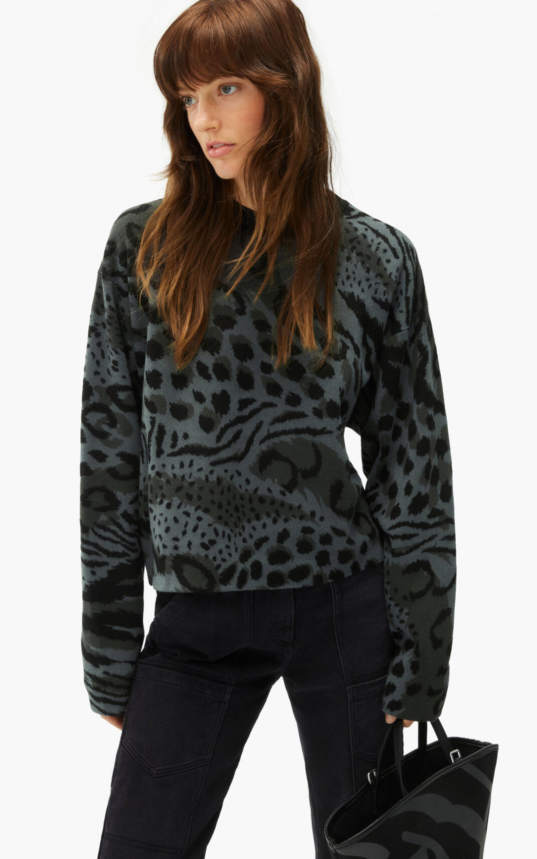 Kenzo Archive Leopard merino wool Puloveri Ženske - Sive - Hrvatska XNBTSZ678